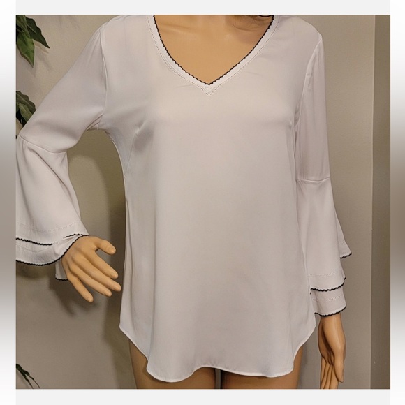 White House Black Market white  Bell Sleeve Blouse - Picture 1 of 5